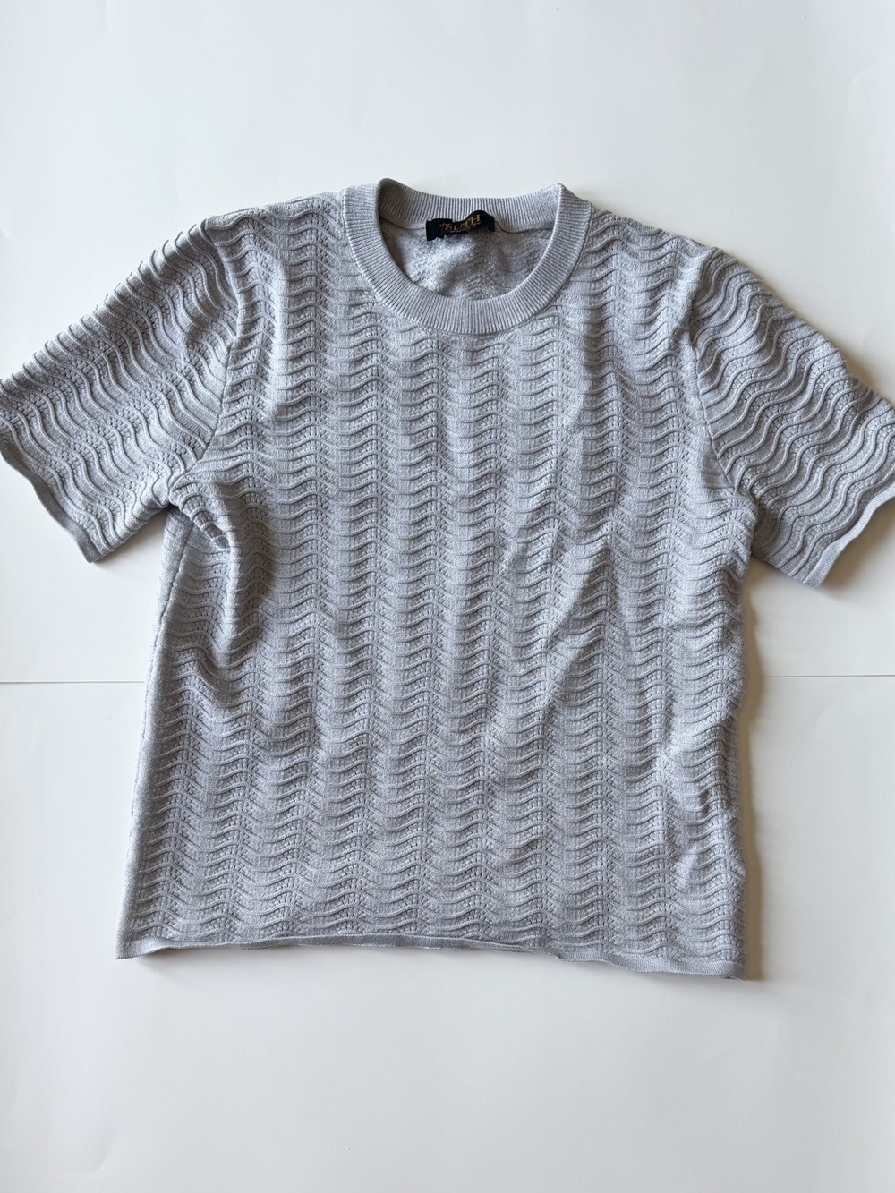 Light Gray Textured Short-Sleeve Knit Top